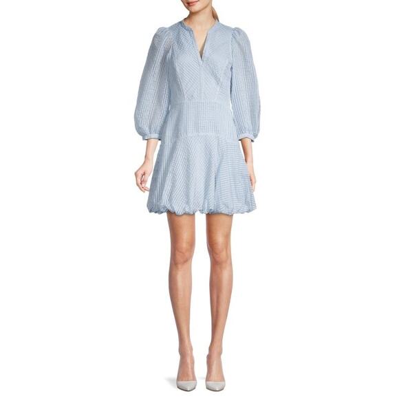 Rebecca Taylor Puff-Sleeve Bubble-Hem Dress Size 8 - Picture 1 of 10